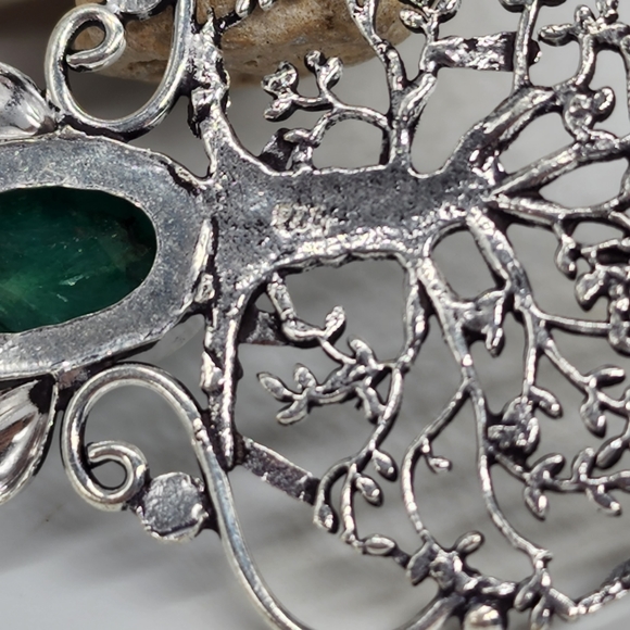 Natural Beautiful Raw Emerald Stone/Diopside Silver 925 Pendant - Picture 6 of 10